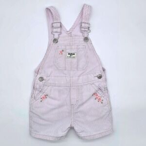 OshKosh B'gosh Toddler Girls Pink Stripe Floral Shortalls Size 2T